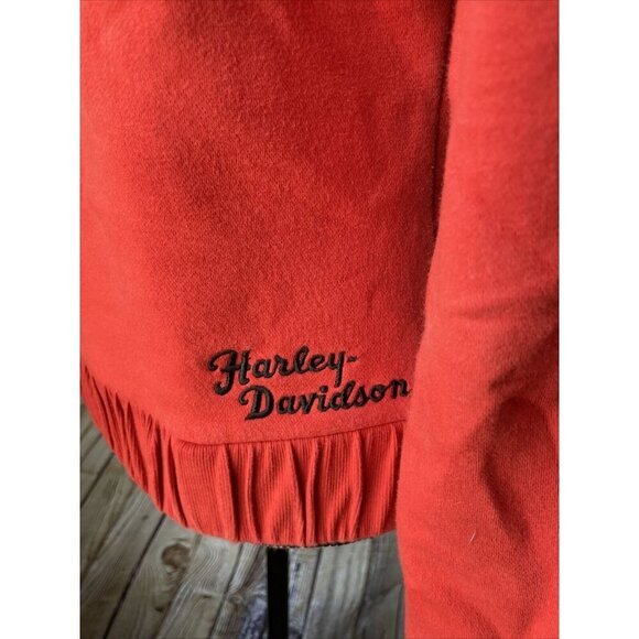 Harley Davidson Women’s Orange Zip Fleece Jacket Womens M Biker Casual - Picture 4 of 5
